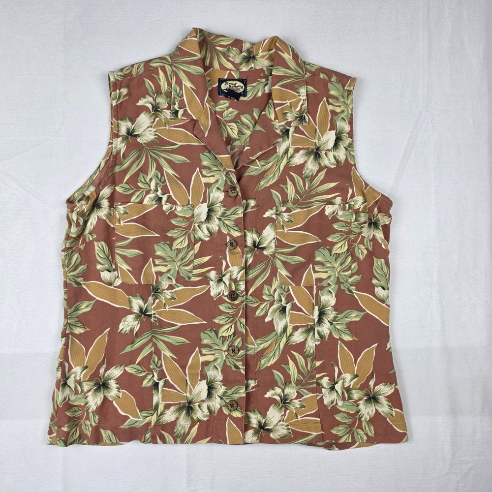 Tommy Bahama Shirt Womens Size Medium Sleeveless Floral 100% Silk‎